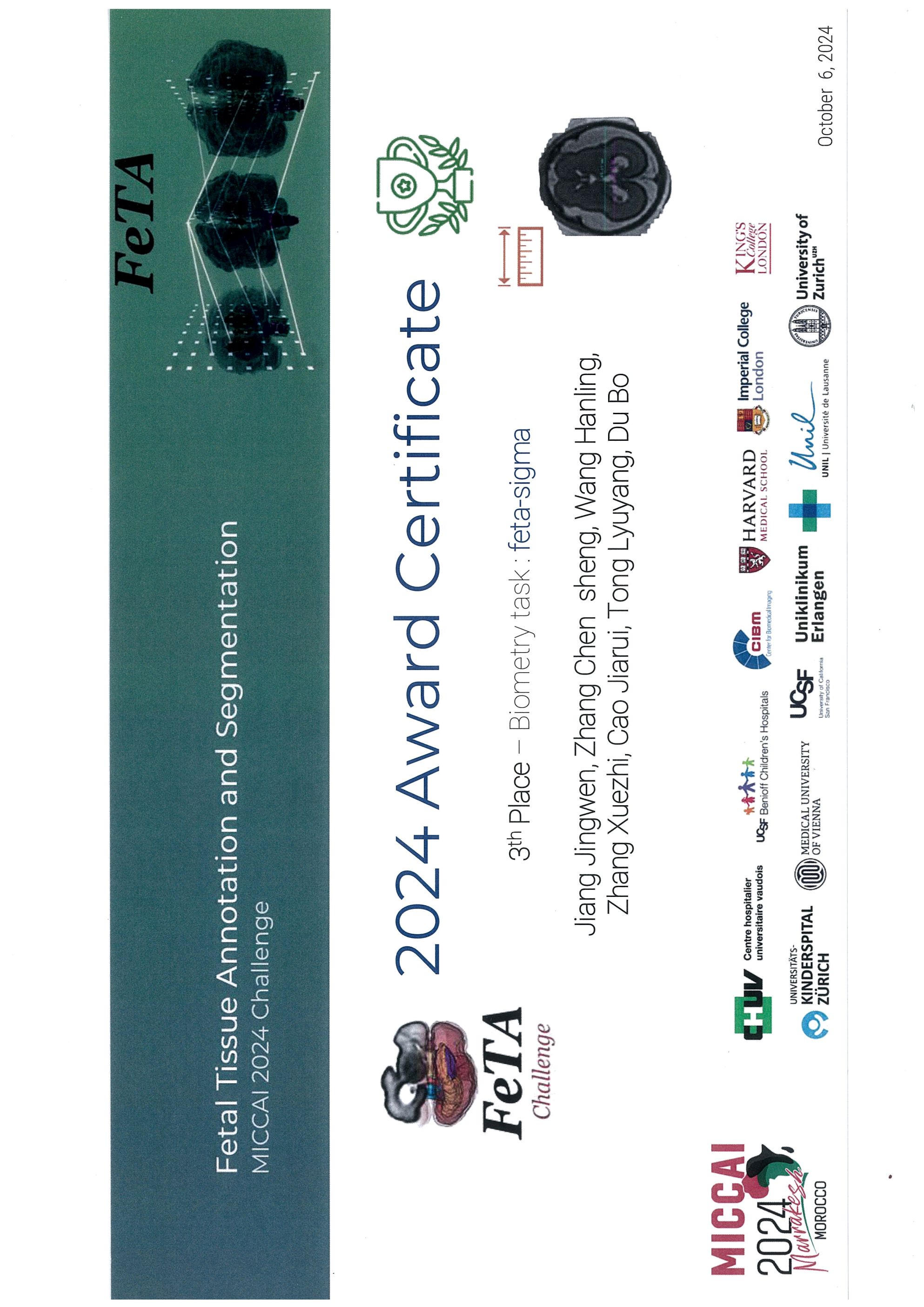 Miccai Feta2024 Challenge 3rd Award